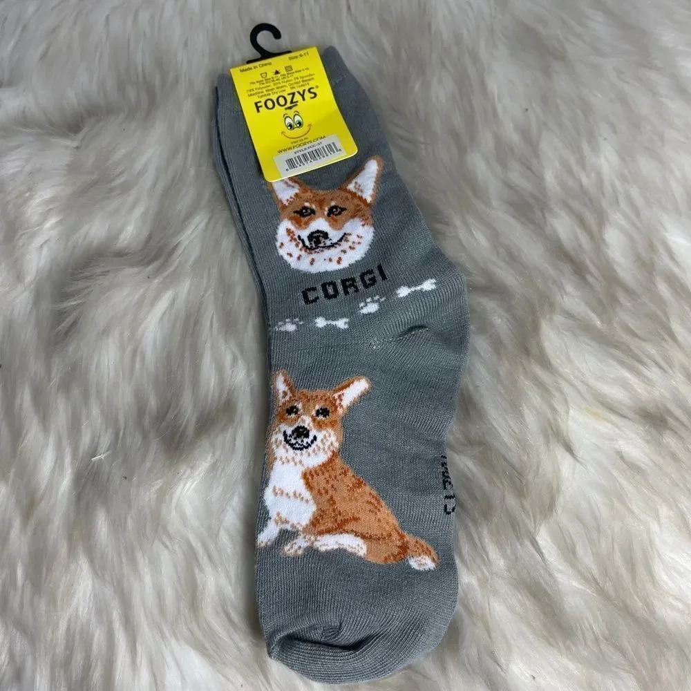 Foozy's Canine Collection Grey‎ Corgi Socks